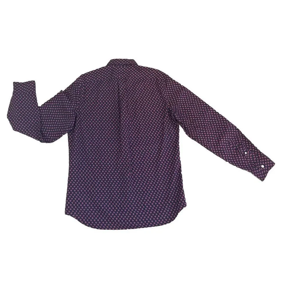 J. Crew Stretch Secret Wash Floral Slim Long Sleeve Button Down Shirt Navy‎ L